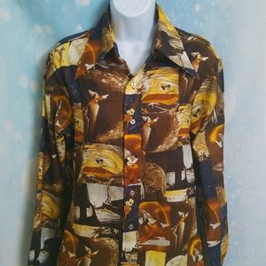 Vintage 70s Kennington Disney Mickey Disco Shirt
